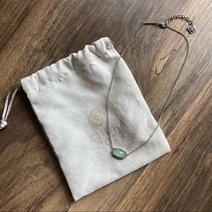 Kendra Scott Elisa Silver Rhodium Pendant Necklace with Chalcedony Stone